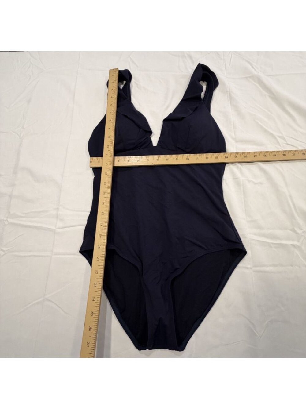 NWOT Sea Level Australia Essentials Frill Navy One-Piece Swimsuit Plunge Necklin - Picture 4 of 10
